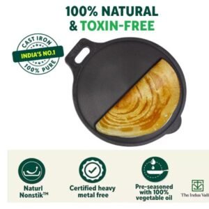 Super Smooth Cast Nonstick Iron Tawa with Free Wooden Spatula